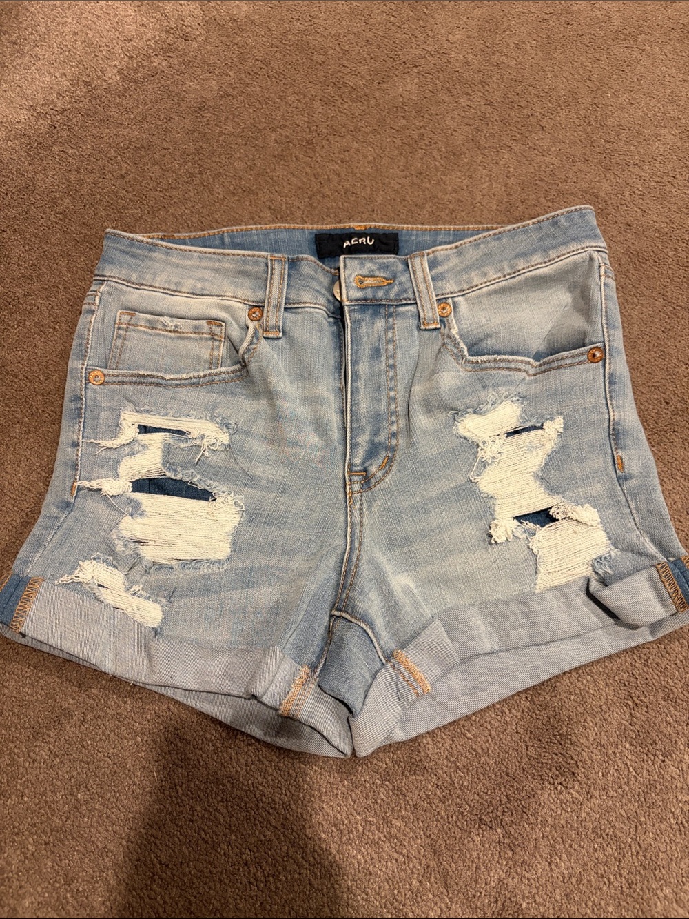 AERO Light Wash Distressed Denim Jean Shorts